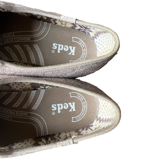 Keds Women’s Tan Wool Blend Fair Isle Cushioned Slip On Laceless Sneakers, Sz 8 - Picture 7 of 9